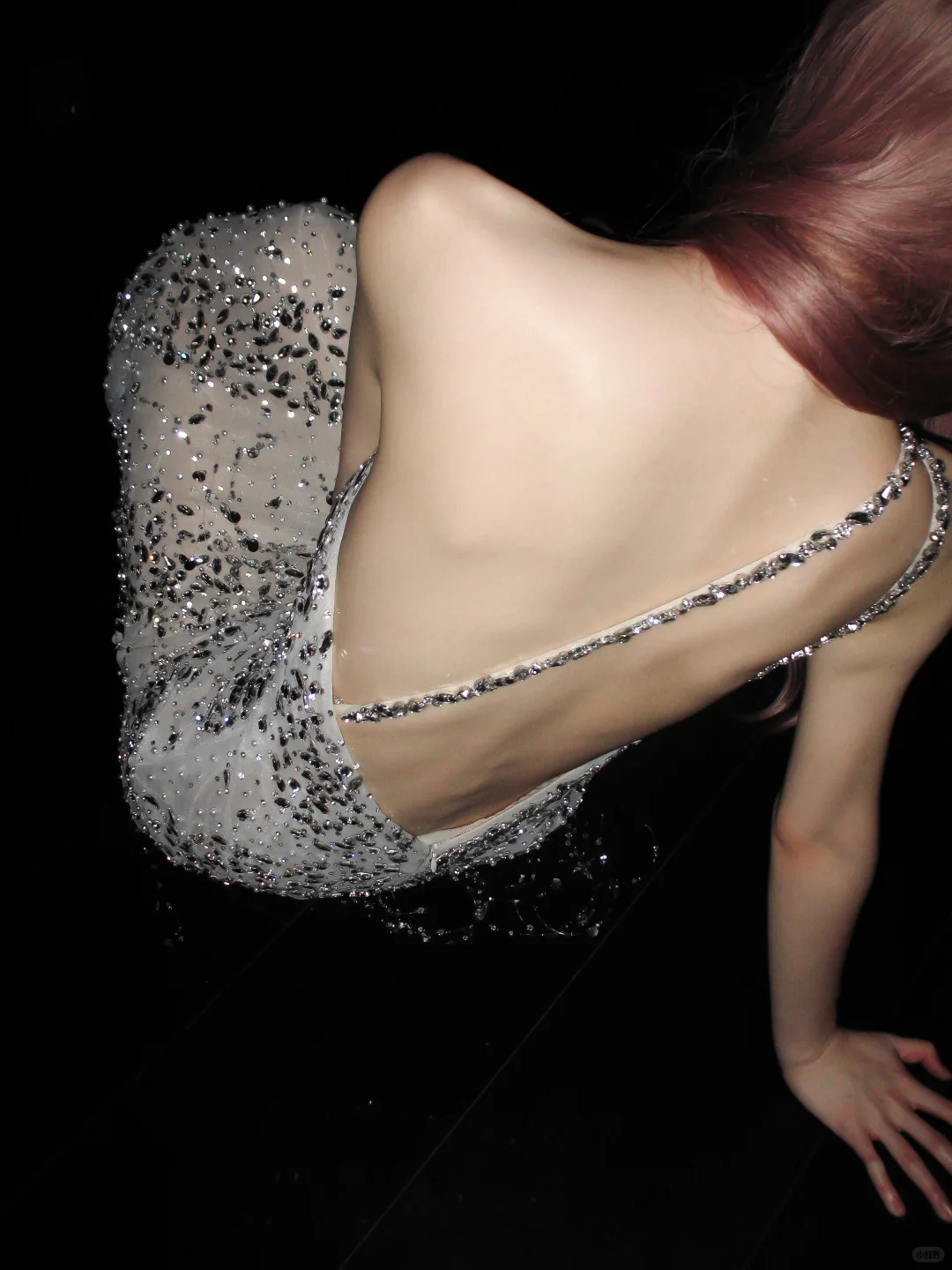 Shiny Sheath One Shoulder Rhinestone Tulle Long Prom Dress SH5553