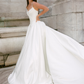 Beautiful A Line Spaghetti Strap White Simple Satin Wedding Dress SH6033