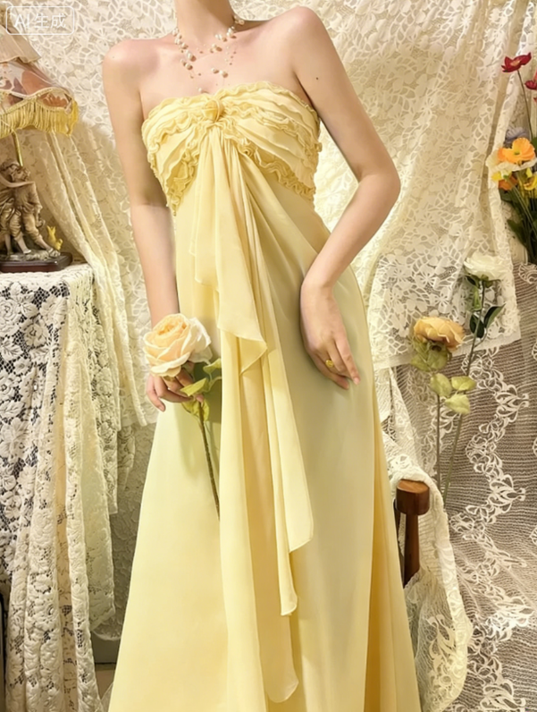 Gentle Blue A Line One Shoulder Ruffle Chiffon Long Prom Dresses SH4631