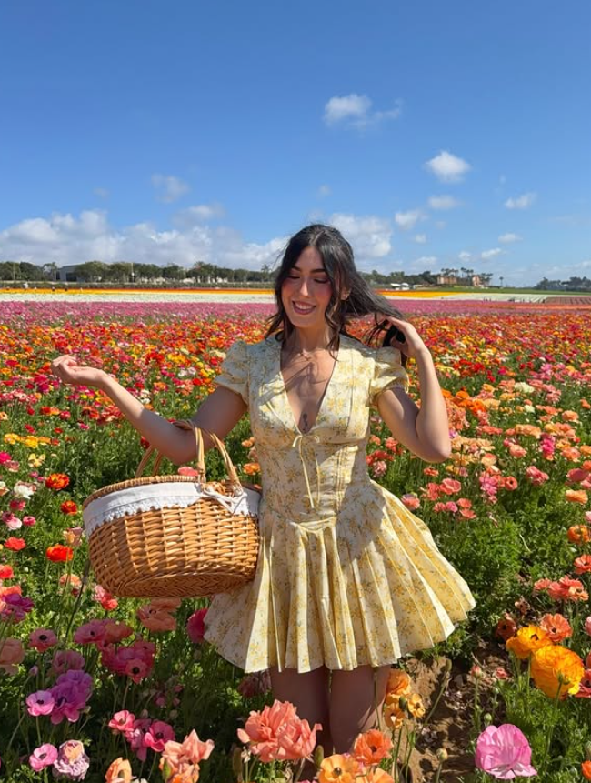 Yellow A Line Puff Sleeve Print Floral Satin Short Prom Dress Homecoming Dress SH6396