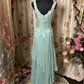 Gentle Blue A Line Straps White Appliques Chiffon Prom Dress Cocktail Dress SH3743