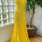 Elegant Mermaid Royal Blue Lace Prom Dress SH627