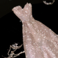 Light Champagne A Line Sweetheart Neck Sequin Tulle Prom Dress Party Dress SH3396