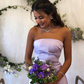 Simple Purple A Line Strapless Satin Long Prom Dress Evening Dress with Slit SH6533