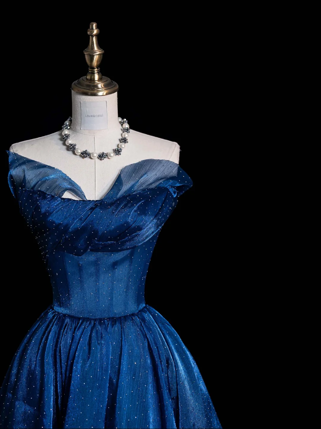 Elegant A Line Strapless Blue Tulle Long Prom Dress Graduation Prom Dress SH2475