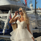 White A Line Straps Layered Organza Short Homecoming Dress Outfits SH6493