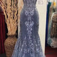 Charming V Neck Lace Mermaid Prom Dress Long Evening Dress SH1384
