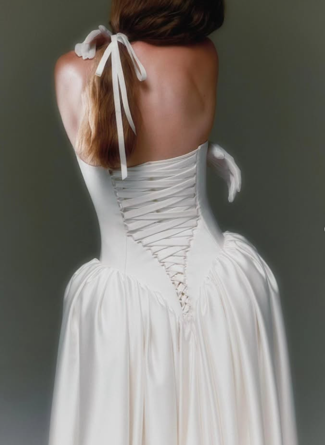 Pretty Ball Gown Strapless White Satin Long Wedding Dress SH6995