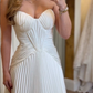Classic A Line Sweetheart Neck Pleated White Satin Wedding Dress SH5477