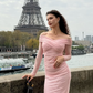 Gentle Pink Sheath Long Sleeve Tulle Long Prom Dress Party Dress SH6422
