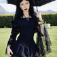 Black A Line Long Sleeve Lace Satin Short Homecoming Dress Mini Dress SH8055