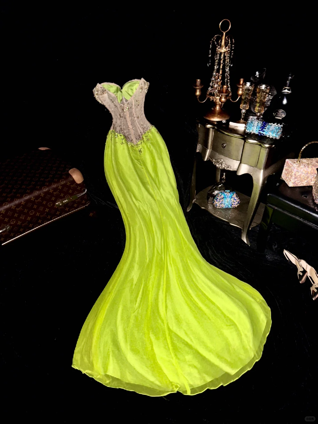 Stunning Mermaid Sweetheart Neck Beaded Chiffon Satin Prom Dress Evening Dress SH3180