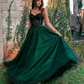 Stylish green tulle long prom dress, green evening dress KS2533