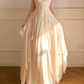 Vintage Sweety A Line Straps Apricot Lace Chiffon Wedding Guest Dress Prom Dress SH5441