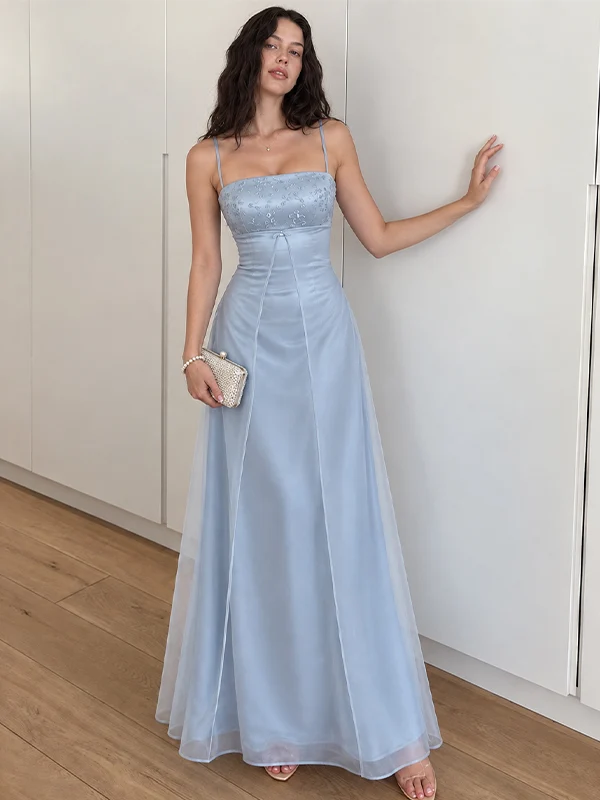 Elegant Pale Blue Square A-line Prom Dress, Evening Dress SH8267