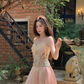 Cute Pink A Line Sweetheart Neck Print Floral Satin Homecoming Dress Cocktail Dress SH4047