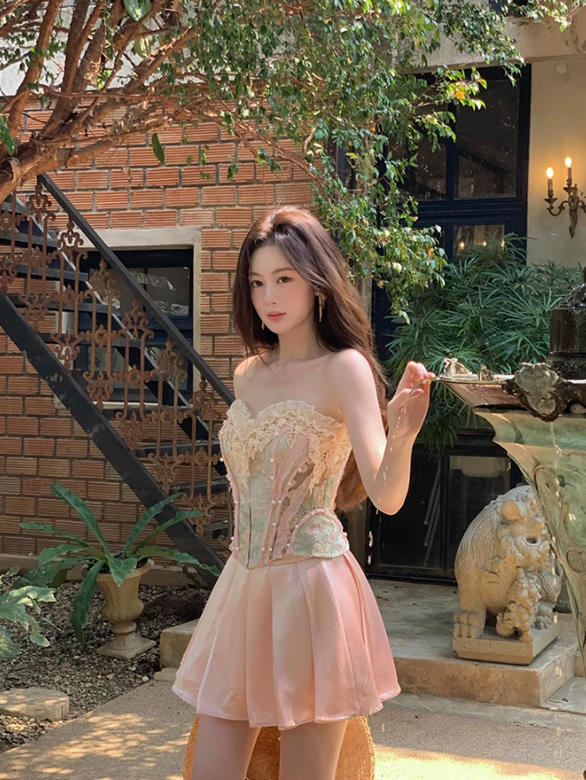 Cute Pink A Line Sweetheart Neck Print Floral Satin Homecoming Dress Cocktail Dress SH4047