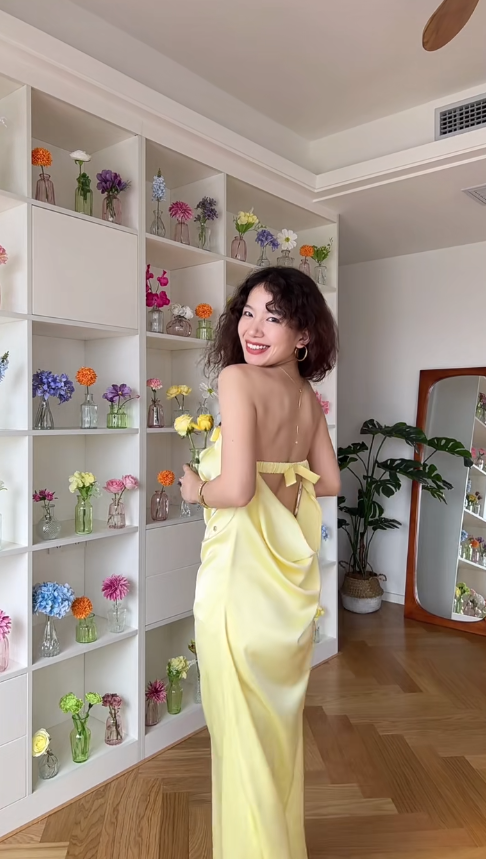 Simple Yellow Bow Mermaid Strapless Satin Open Back Prom Dress Wedding Guest Dress SH4557