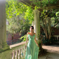 Charming Green A Line Spaghetti Strap Ruffle Chiffon Long Prom Dress Party Dress SH4032