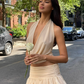 Sexy V Neck Sheath Two Piece Chiffon Homecoming Dress Outfits SH1963