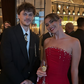 Sexy Red A Line Strapless Beaded Chiffon Satin Long Prom Dress Party Dress with Slit SH4816