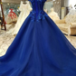 Royal Blue Off-The-Shoulder Evening Dresses, Appliques Formal Prom Dress SH846