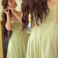 Green A Line Spaghetti Strap Chiffon Long Prom Dress Outfits SH4778