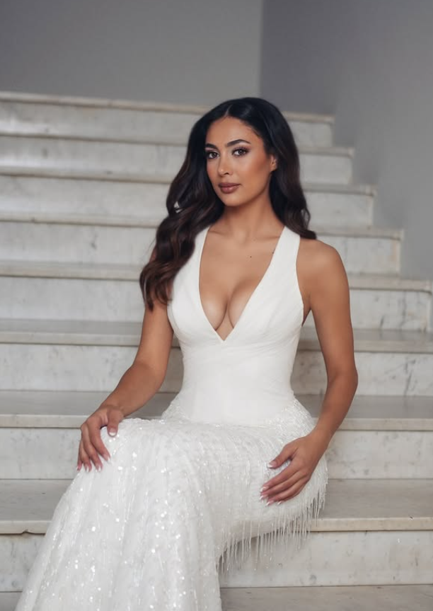 Luxurious Sheath V Neck Beaded White Satin Long Prom Dress Evening Dress SH6535