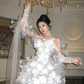 Blue Feather 3D Floral A Line Sweetheart Neck Tulle Short Cocktail Dress Homecoming Dress SH3404