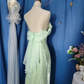 Vintage Green Simple Mermaid Spaghetti Strap Chiffon Satin Prom Dress Outfits SH4954