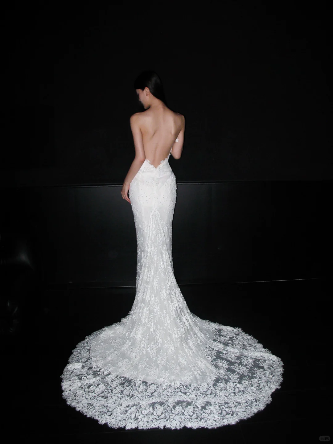 White Mermaid Sweetheart Neck Lace Long Sweep Wedding Dress SH5970