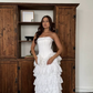 Vintage White A Line Strapless Exquisite Layered Lace Wedidng Dress SH5416