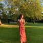 Cute A Line Sweetheart Neck Print Floral Chiffon Prom Dress Outfits SH4483