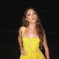 Cute A Line Strap Lace Yellow Satin Short Homecoming Dress Birthday Dress SH2270