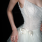 Pretty A Line Spaghetti Straps Pearl White Tulle Long Wedding Dress SH5962
