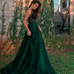 Stylish green tulle long prom dress, green evening dress KS2533