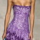 Sparkly Blue Strapless Sequin Homecoming Dress Spaghetti Straps Cocktail Dress Birthday Outfits SH3502