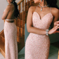 Sparkly Silver Sequin Beaded Party Evening Dress Backless Prom Dress SH1140