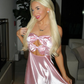 Cute Pink Bow A Line Strapless Satin Short Prom Dress Homecoming Dress SH4093