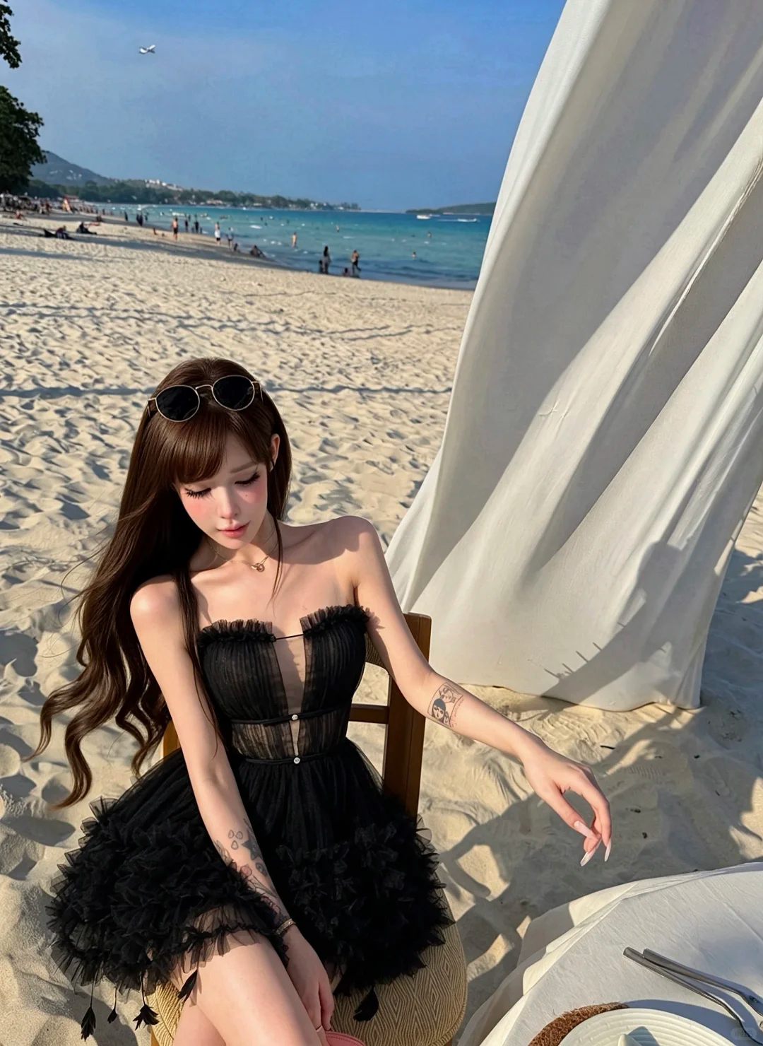 Black Swan A Line Strapless Tulle Short Homecoming Dress Outfits SH5829