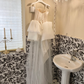 White Bow A Line Strapless Beaded Lace Satin Short Homecoming Dress Birthday Dress SH3859