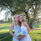 Old Money Homecoming Look Big Blowout Hair White Dress Blue Flowers Classic Elegance SH7455