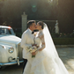 Stunning A Line Long Sleeve High Neck Exquisite White Lace Tulle Long Wedding Dress SH8688