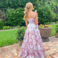 Cute Chiffon Floral Print Prom Dress Senior  Evening Gown SH1007