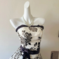 Vintage Black Print Floral A Line Chiffon Prom Dress Party Evening Dress SH5691