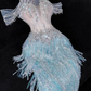Gorgeous Exquisite Mermaid Beaded Blue Tulle Prom Dress Evening Dress Party Dress SH3618