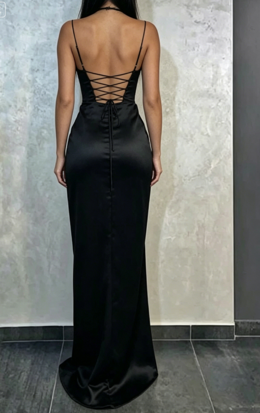 Black Mermaid Spaghetti Straps Cheap Long Evening Prom Dresses SA752