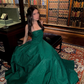 Green A Line Strapless Satin Long Prom Dress Evening Dress SH1801