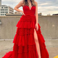 Light Champagne Slit Tulle Long Prom Dress Formal Dress SH681