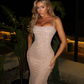 Sexy Shiny Rhinestone Sheath Spaghetti Strap Tulle Backless Prom Dress Evening Dress SH6065